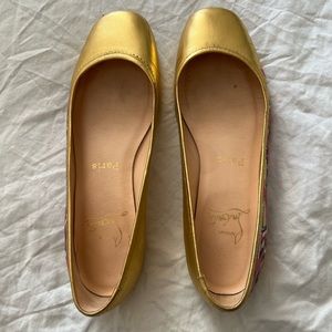 Christian Louboutin gold flats, size 37.5